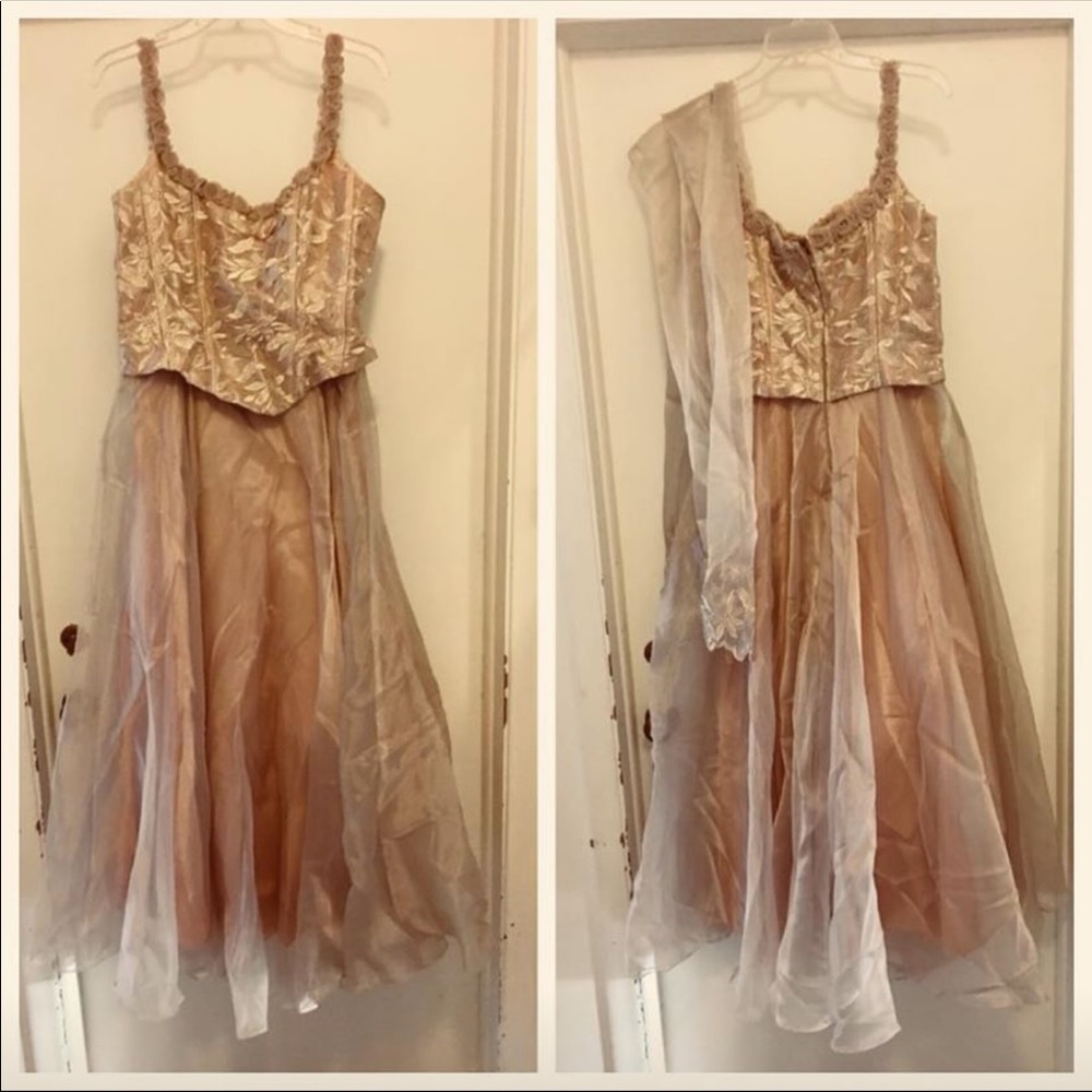 Gold evening dress